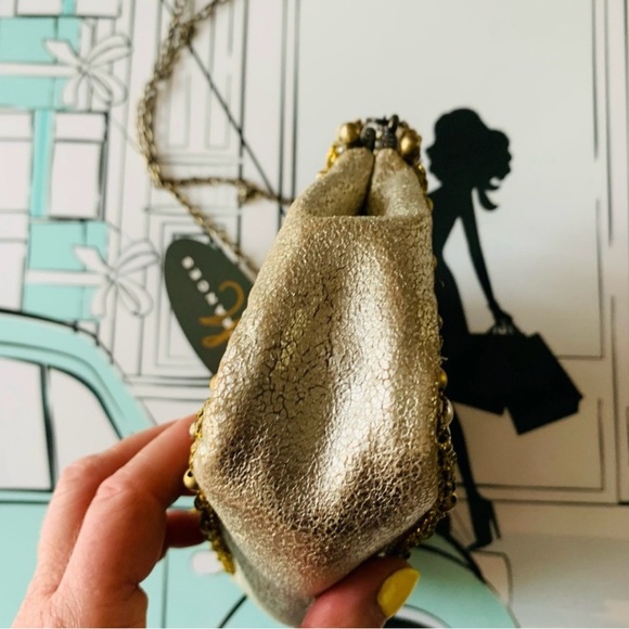 Mary Frances Gold and Pearl Embellished Evening Clutch with Autograph NWT - Picture 10 of 14